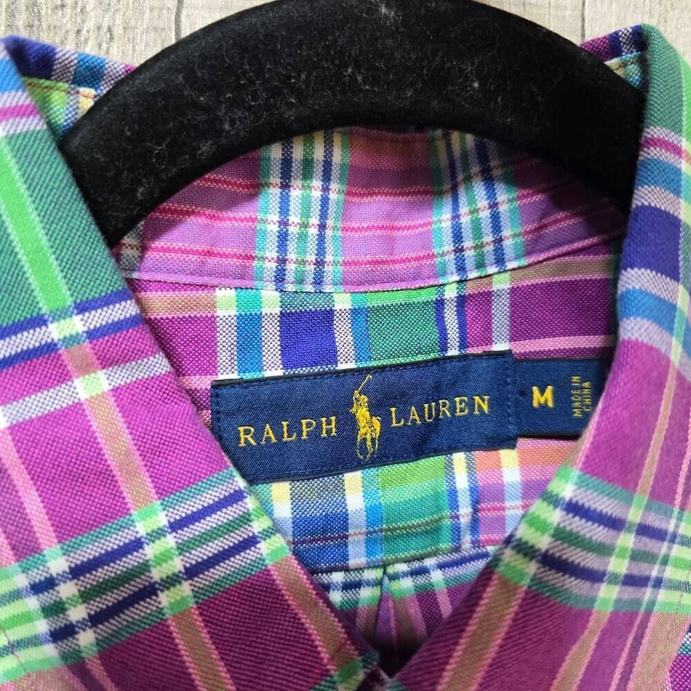 Ralph Lauren Pink Tartan Plaid Shirt Sleeve Button Up Shirt Preppy Summer Bright - Picture 4 of 5